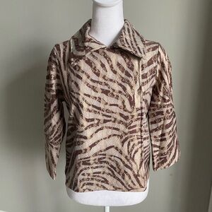 Chico's Cream and Brown Lace Jacket Top